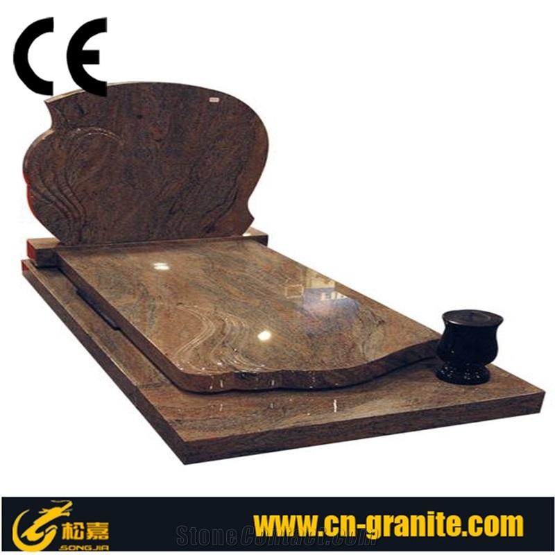 European Style Headstone Brown Granite for Cemetery, Carving Tombstone Monument Design, Natural Stone, Brown Granite Monument,Brown Tombstone,Western Headstone,France Monument Style Design