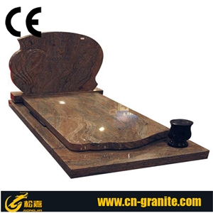 European Style Headstone Brown Granite for Cemetery, Carving Tombstone Monument Design, Natural Stone, Brown Granite Monument,Brown Tombstone,Western Headstone,France Monument Style Design