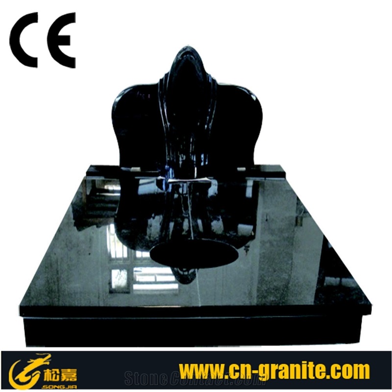 European Style Headstone for Cemetery, Carving Single Tombstone Monument Design