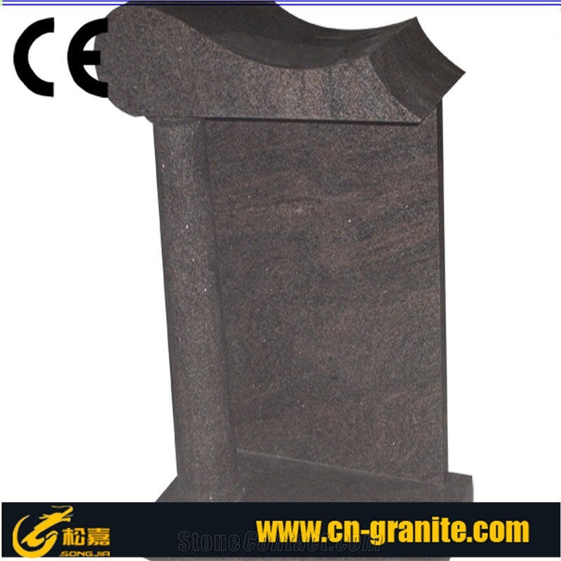 European Style Headstone for Cemetery, Carving Single Tombstone Monument Design
