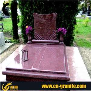 Lilac Headstone Western Style Tombstone European Style Stone Carving Cross Tombstone Granite Stone Tombstone and Monument