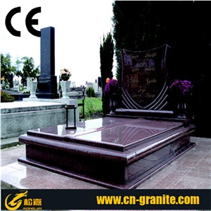 Lilac Headstone Western Style Tombstone European Style Stone Carving Cross Tombstone Granite Stone Tombstone and Monument