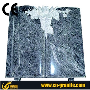 Tree Carving Black & Grey Granite Western Style Cemetery Tombstone, Flower Headstones, Mongolia Black Monument, China Hebei Black Bevel Gravestone, Cad Design Service, Custom Jewish Style