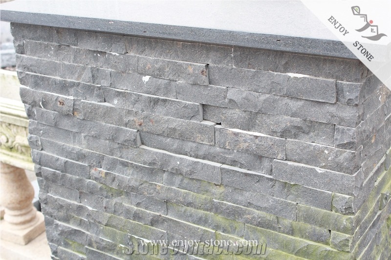 Split Face China Black Basalt Decorative Walling Tile Outdoor/Zhangpu Black Basalt Walling Tiles