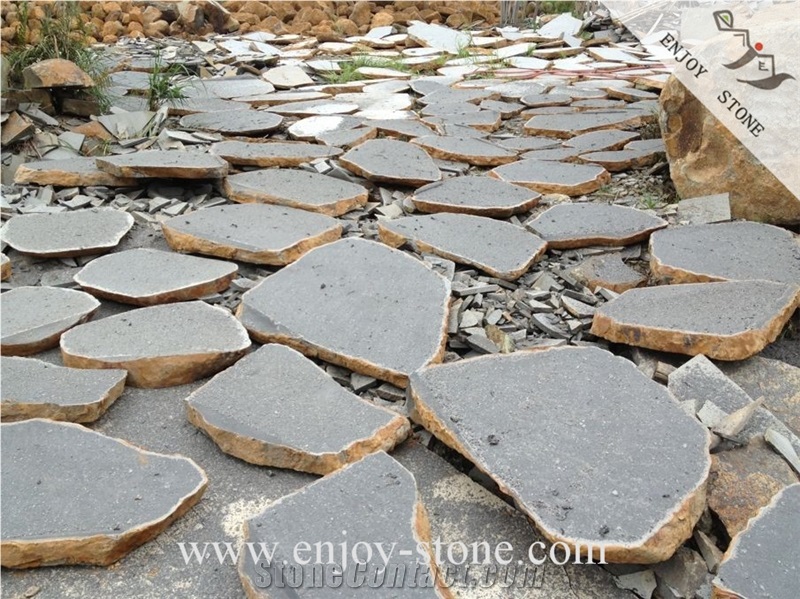 Zhangpu Black Basalt Flagstone Paving Stone/Ramdom Flagstones/Flagstone For Walkway/Road Paving
