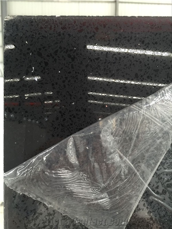 Black Mirror Shining Series China Artificial Quartz Stone Countertops/Quartz Kitchen Worktops/Quartz Bar Top/Quartz Surfaces Tops/Engineered Stone Tops/Kitchen Tops