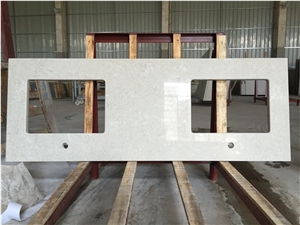 China Aritificial Quartz Stone Mainly and Widely Used in Bathroom, Bar, School, Hospital and Other Public Place Projects Especially for Pre-Fabricated Countertop Customized Vanity Top