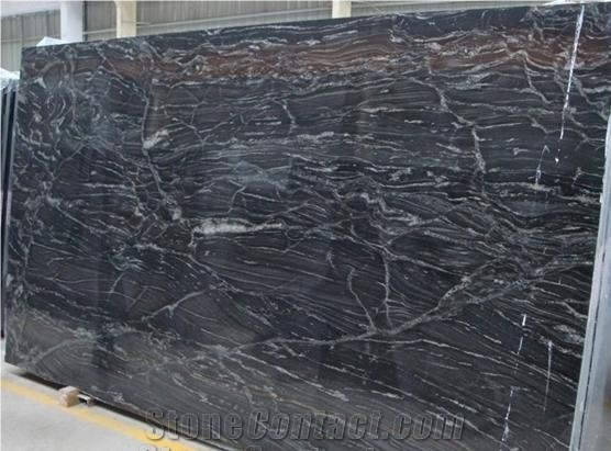 Forest Black Granite Slabs & Tiles ,Silver Paradiso Granites, India Black Granite