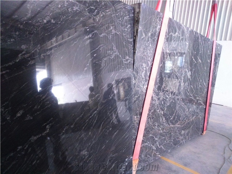 Forest Black Granite Slabs & Tiles ,Silver Paradiso Granites, India Black Granite