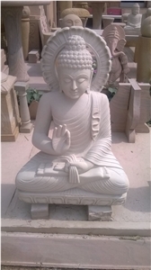 Seated Buddha, Seated Buddha Japan, Stone Carving Mint Sandstone Sculpture, Statue