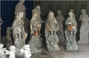 Cheap Garden Four Seasons Marble Statues, Natural Green Marble Statues