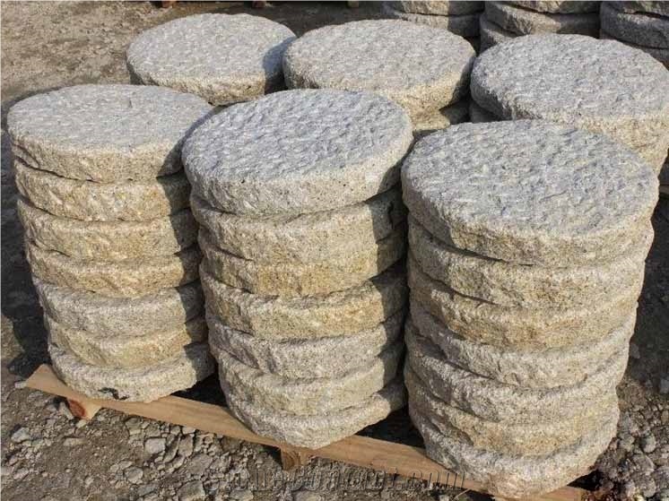 China Cheap G682 Golden Sunset Granite Nature Split Cobble Stone,Flamed Cobble Stone, Tumbled Cobble Stone