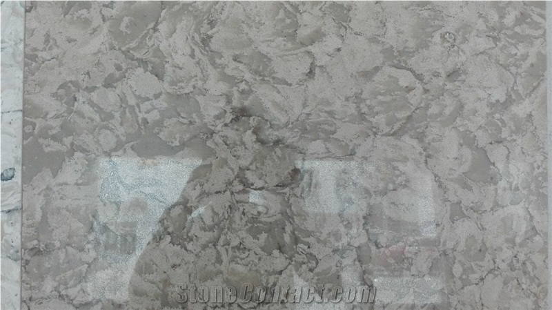 Hot Light Grey Artificial Quartz Stone Slab for Luxurious Flooring