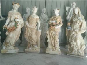 The Four Seasons Women Sculptures&Statues,Yellow Onyx Human Sculptures,Human Caving,Western Statues,Handcarved Sculptures
