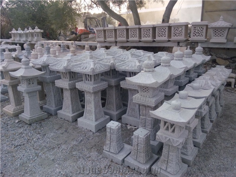 Various Designs China G603 Granite Stone Lanterns