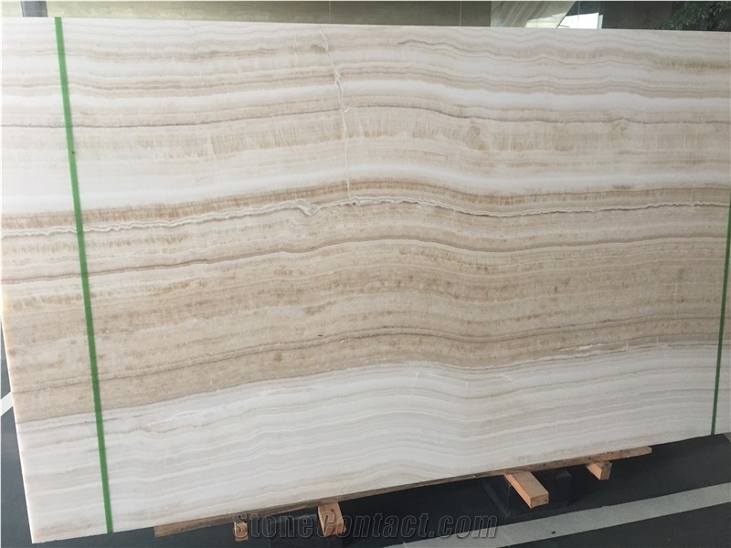 White Tiger Onyx Vein Cut Slab, Turkey White Onyx