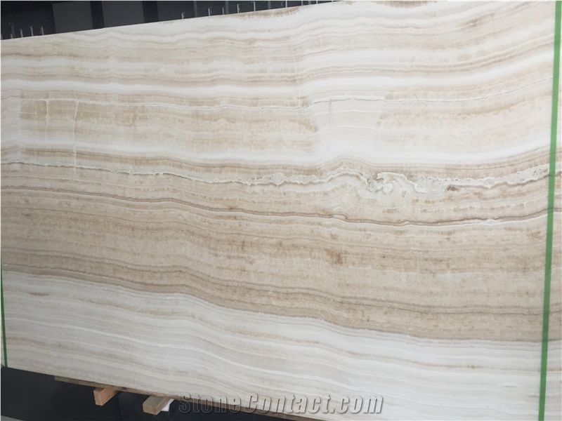White Tiger Onyx Vein Cut Slab, Turkey White Onyx