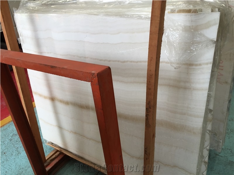 White Tiger Onyx Vein Cut Slab, Turkey White Onyx
