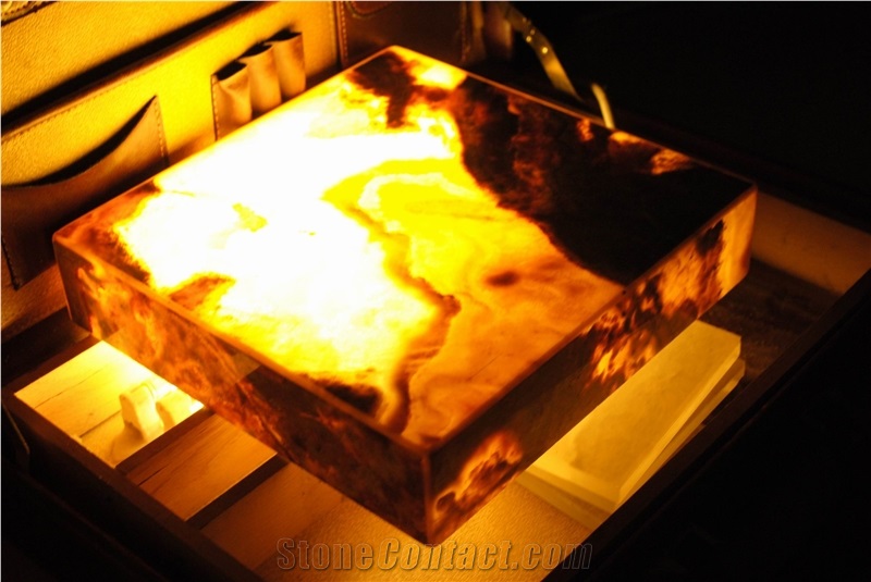Golden Onyx Glass Lamp Box (Z07)