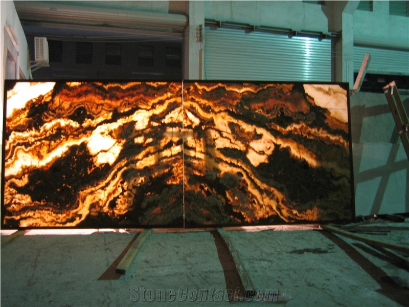 Golden Onyx Glass Lamp Box (Z07)