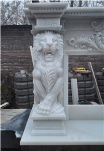 Mantel Fireplace Moden Style Fireplace /Fireplace Surround White Marble Fireplace Lion Fireplace