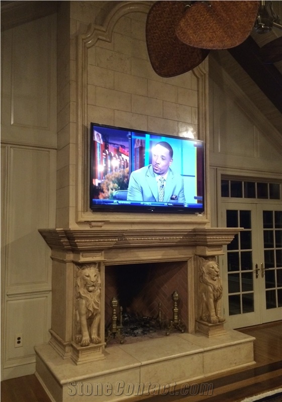White Marble Fireplace Mantel Sculptured Fireplace
