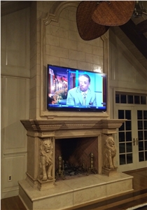 White Marble Fireplace Mantel Sculptured Fireplace