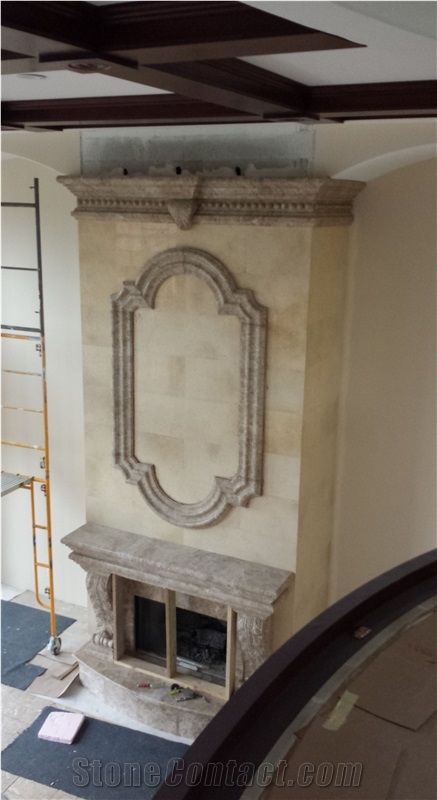 White Marble Fireplace Mantel Sculptured Fireplace