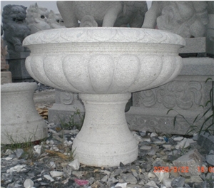 Stone Exterior Flower Pots, Yellow Granite Flower Pot