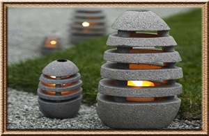 River Gray Stone Garden Lamps