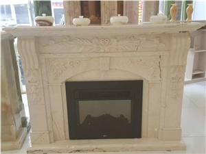 Hot Artificial Indoor White Marble Fireplace(Hf-008)