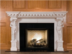 Hot Sale Beige Handcarved Marble Fireplace Mantel