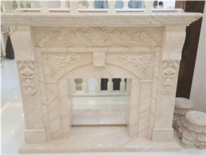 Western Style Indoor Pure White Natural Marble Design Ideas Fireplace