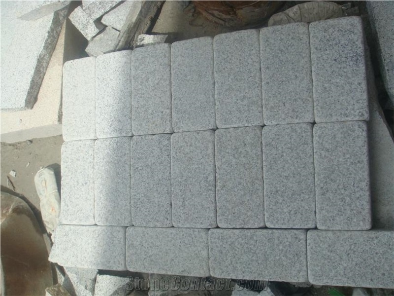 G603 / Silver Grey Tumbled Granite Cube Stone,Light Grey Granite Tumbled Paver