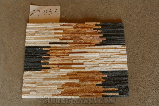 White Quartzite Yellow Sandstone Black Quartzite Water Retaining Wall Cladding Cultured Stone