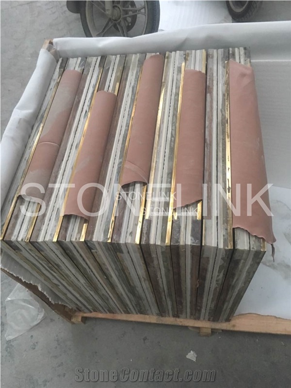 China St Laurent Cut to Size, Saint Laurent Tile with Copper, Brown Marble