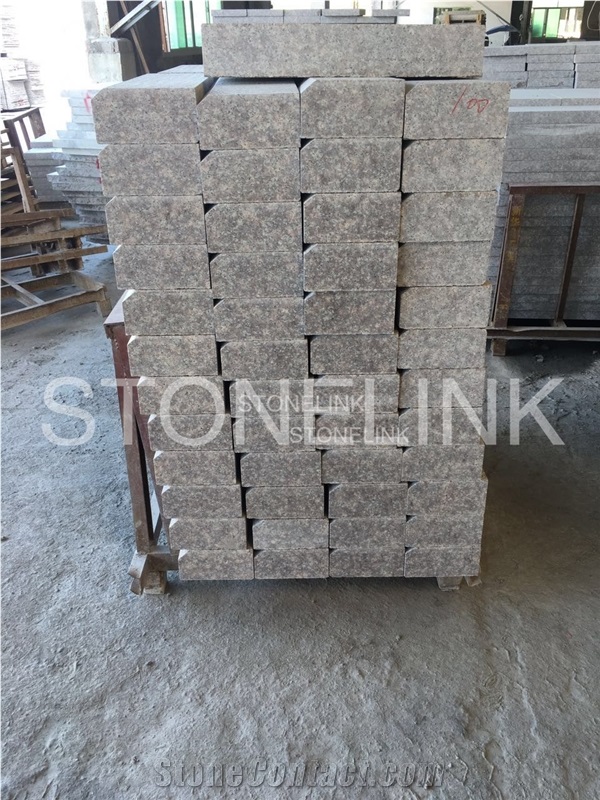 Flamed G687 Granite Kerb Stone, Peach Blossom Red Granite, Taohua Red Granite Curbstone