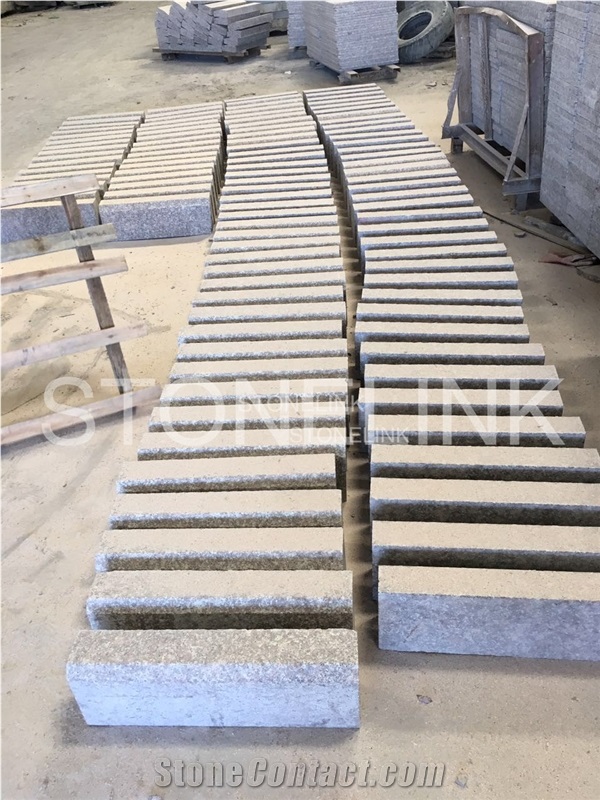 Flamed G687 Granite Kerb Stone, Peach Blossom Red Granite, Taohua Red Granite Curbstone