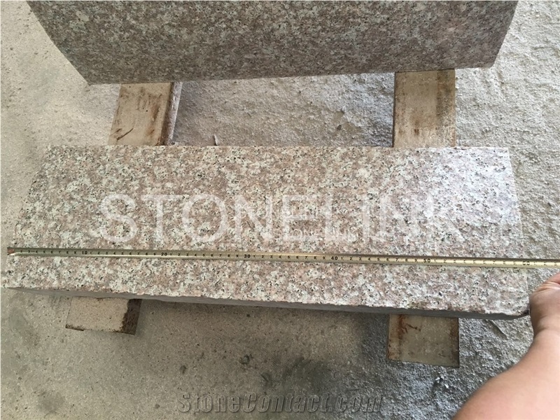 Flamed G687 Granite Kerb Stone, Peach Blossom Red Granite, Taohua Red Granite Curbstone