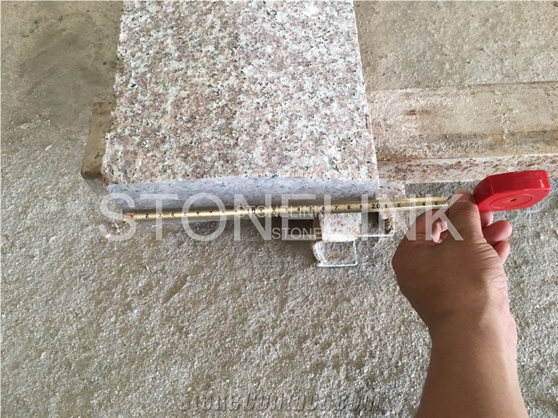 Flamed G687 Granite Kerb Stone, Peach Blossom Red Granite, Taohua Red Granite Curbstone