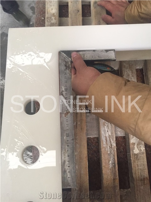 Polished China Absolute White Marble Custom Countertops, White Marble Engineered Stone Kitchen Countertops