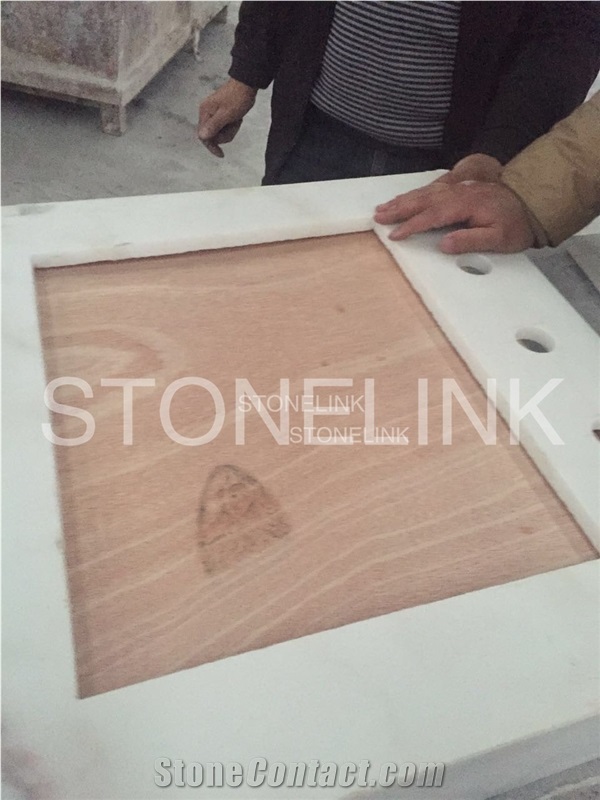 Polished China Absolute White Marble Custom Countertops, White Marble Engineered Stone Kitchen Countertops