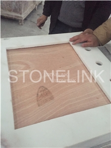Polished China Absolute White Marble Custom Countertops, White Marble Engineered Stone Kitchen Countertops