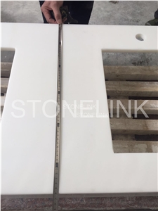 Polished China Absolute White Marble Custom Countertops, White Marble Engineered Stone Kitchen Countertops