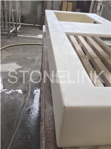 Polished China Absolute White Marble Custom Countertops, White Marble Engineered Stone Kitchen Countertops