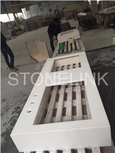 Polished China Absolute White Marble Custom Countertops, White Marble Engineered Stone Kitchen Countertops