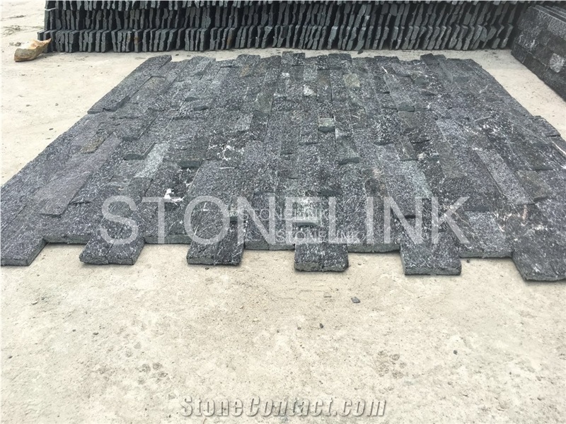 Split Face Culture Stone, Black Culture Stone Stacked Stone Veneer, Corner Stone