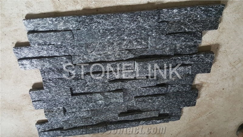 Split Face Culture Stone, Black Culture Stone Stacked Stone Veneer, Corner Stone