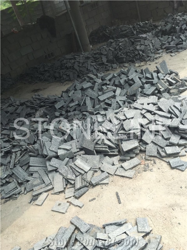 Split Face Culture Stone, Black Culture Stone Stacked Stone Veneer, Corner Stone
