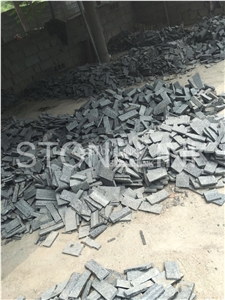 Split Face Culture Stone, Black Culture Stone Stacked Stone Veneer, Corner Stone